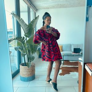 NASTY GAL puffy sleeve dress NWT 0 EU 32 animal print